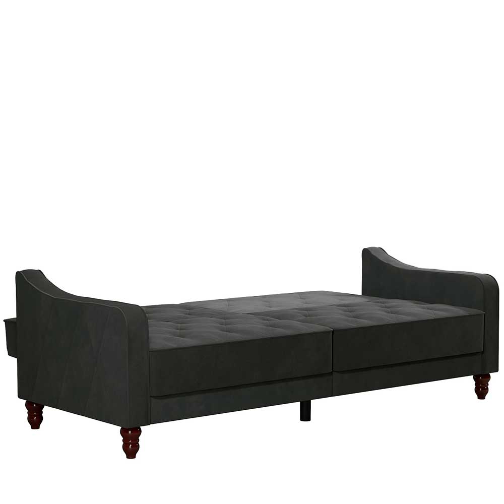 Samtsofa mit Bettfunktion in Dunkelgrau - Rubanina