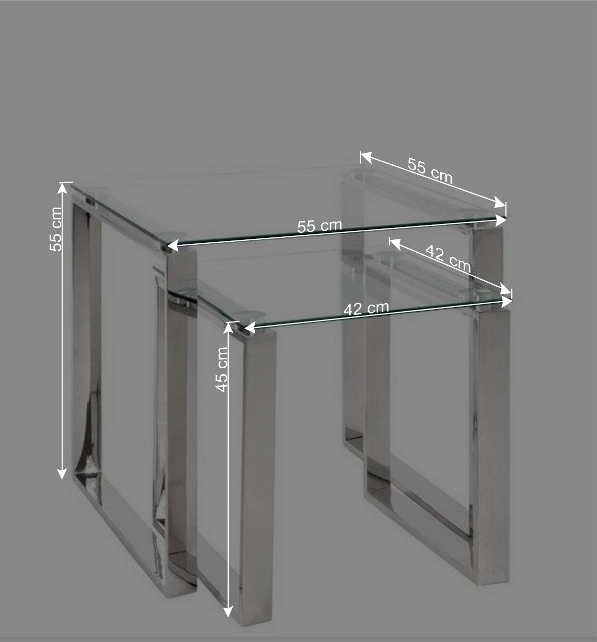 Quadratischer Satztisch aus Glas - Gatria (zweiteilig)