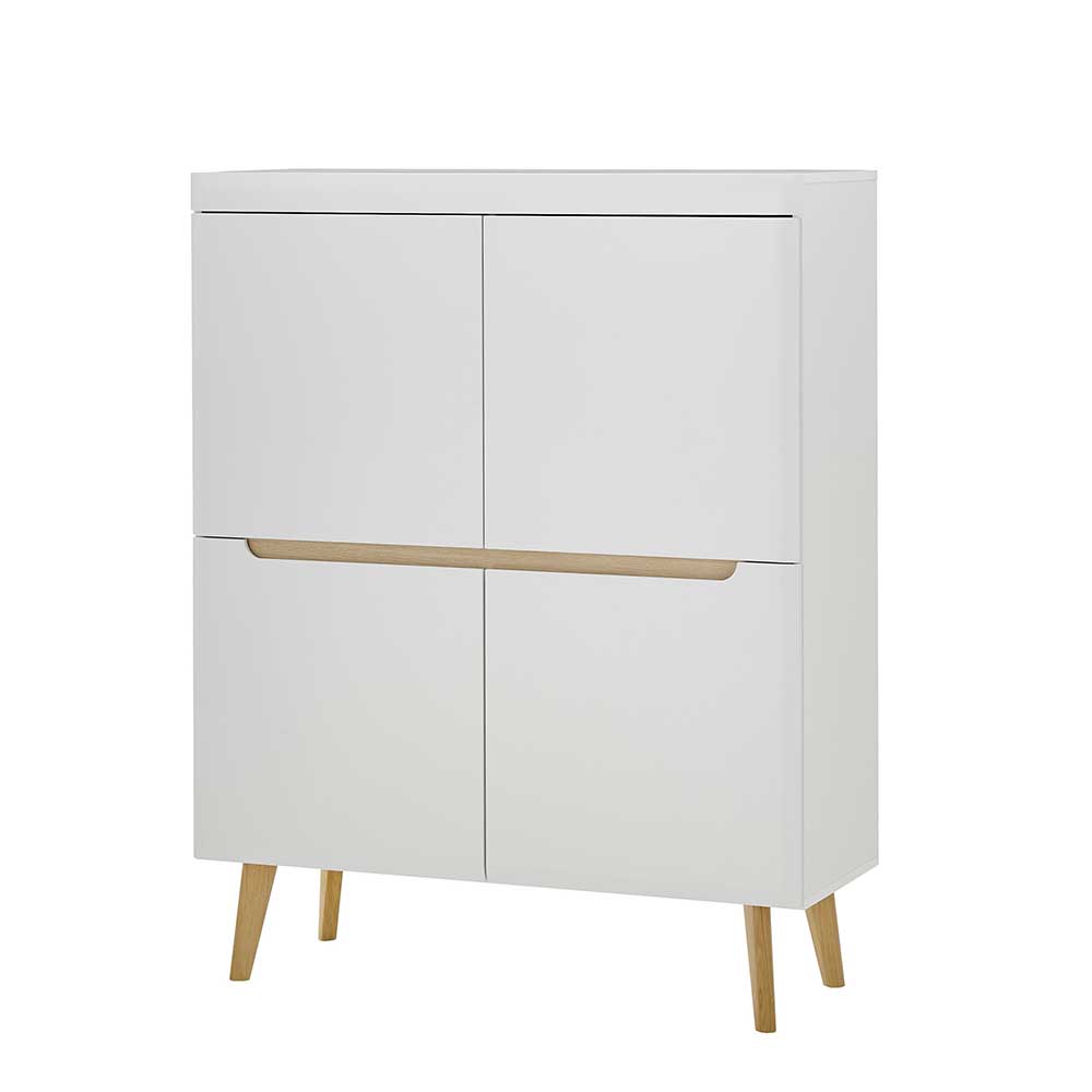 Skandi Design Highboard in Weiß und Eiche - Ginko