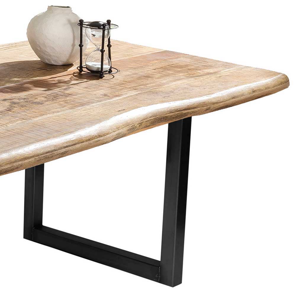 Küchentisch mit Naturkante Holzplatte Mango - Amdona