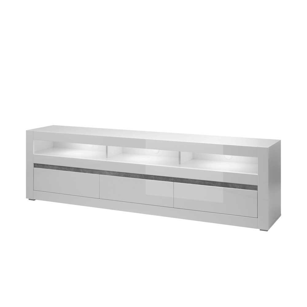 Kompakte TV Wand in Weiß Hochglanz Mextra mit Lowboard (zweiteilig)