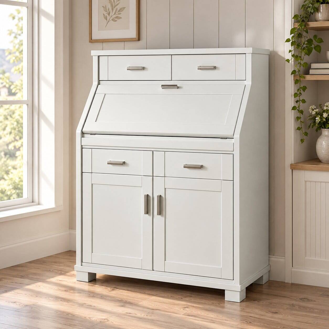 85x117x44 Scandi Chic Sekretär in Weiß - Pray