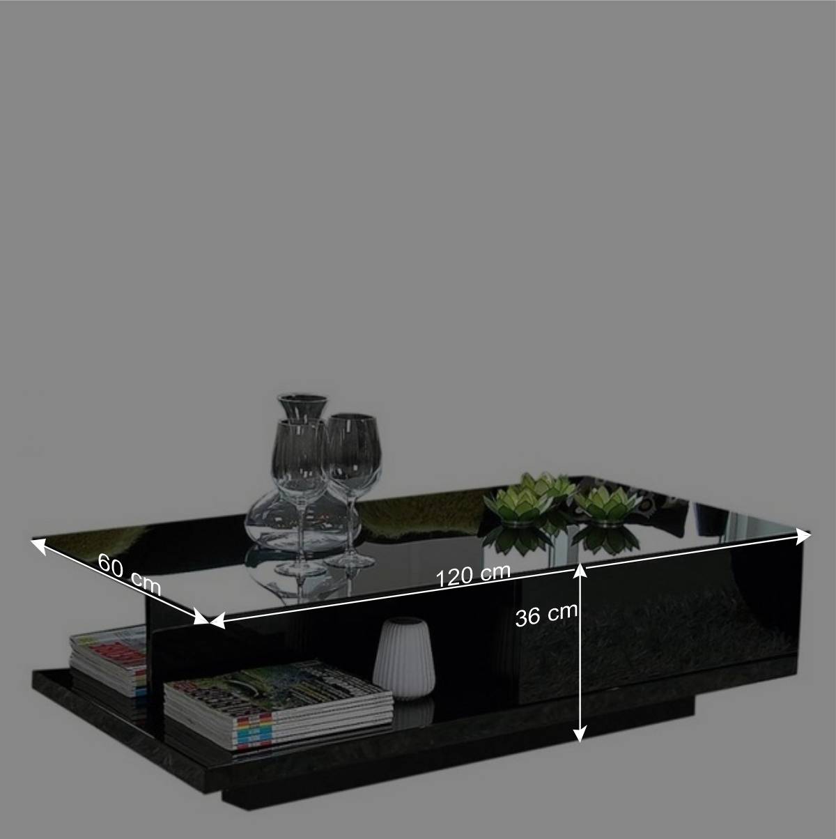 120x60 Hochglanztisch fürs Wohnzimmer - Vulcanello