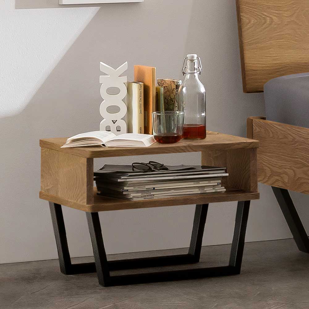 Wildeiche Doppelbett im Industrial Design - Eleenia