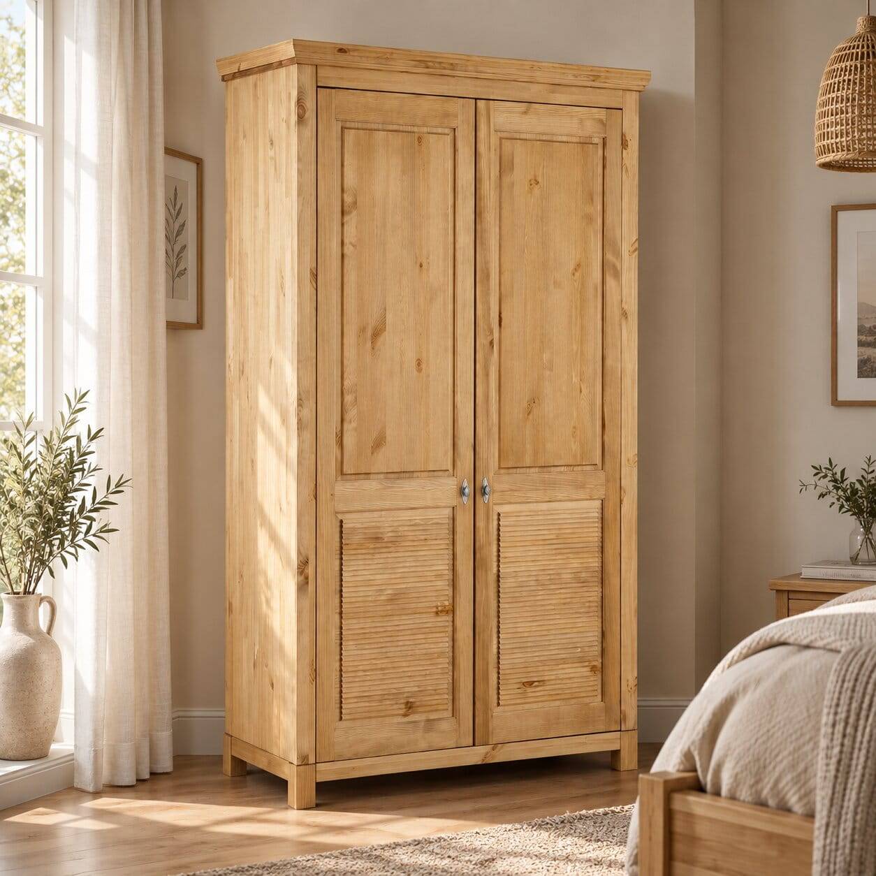 2-türiger Schlafzimmerschrank aus Kiefer - Lavronica