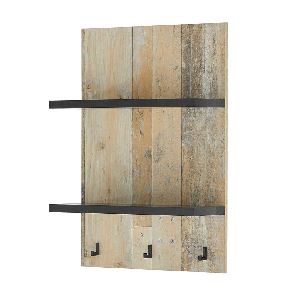 Country Style Wandboard mit 2 Böden & 3 Haken - Garisa
