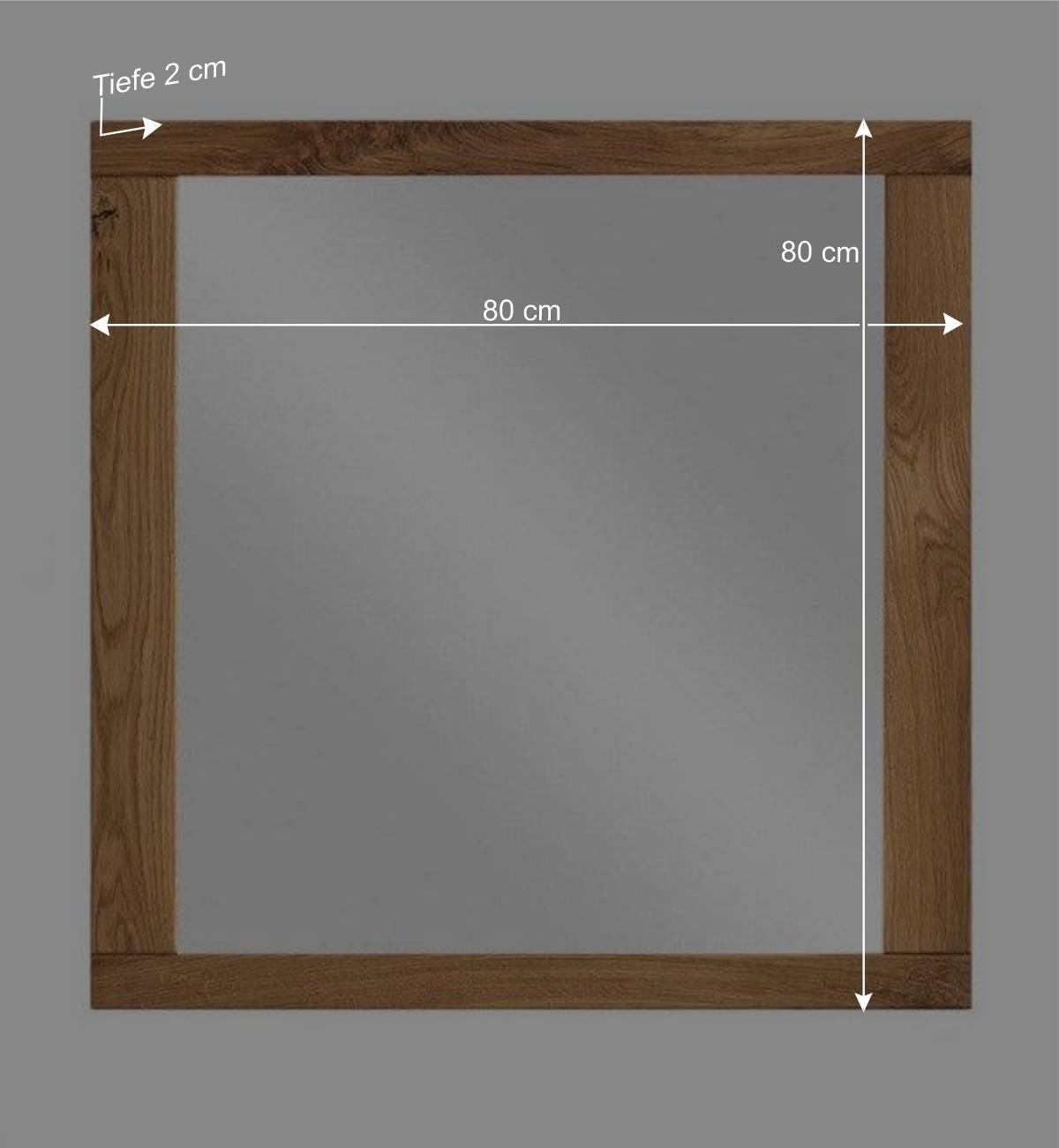 80x80 Wandspiegel aus Eichenholz Rahmen - Sennya