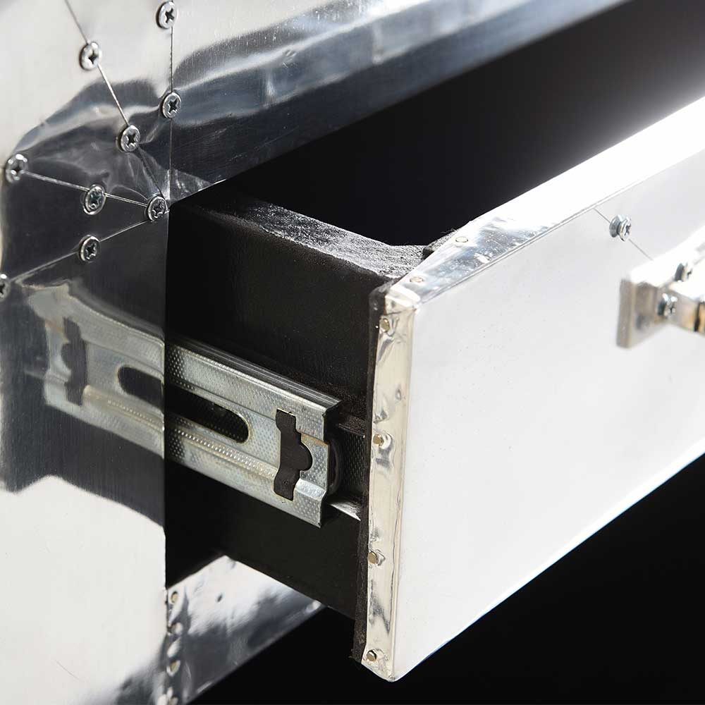 90x80 Design Kommode aus Massivholz & Alu - Pilot