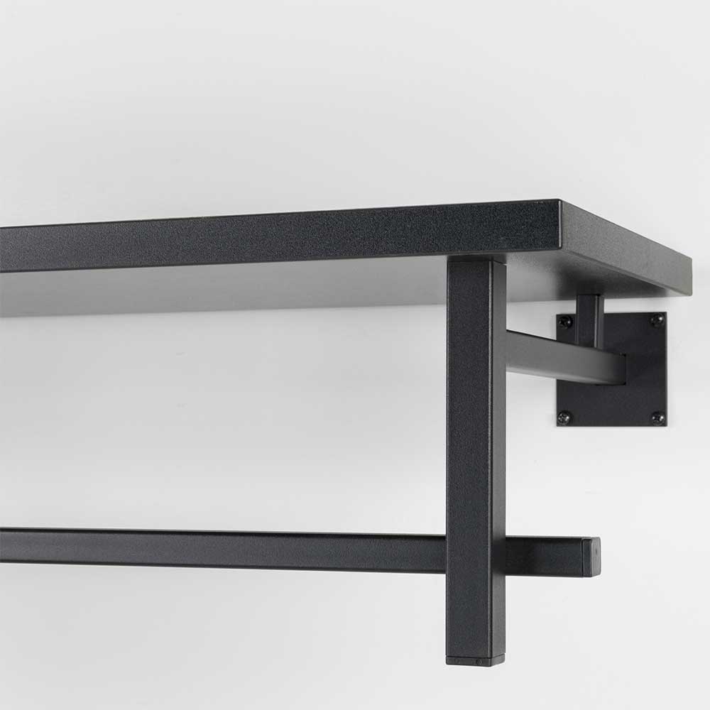Linke Seitenansicht der schwarzen minimalistischen Wandgarderobe für den Eingangsbereich – Unesc