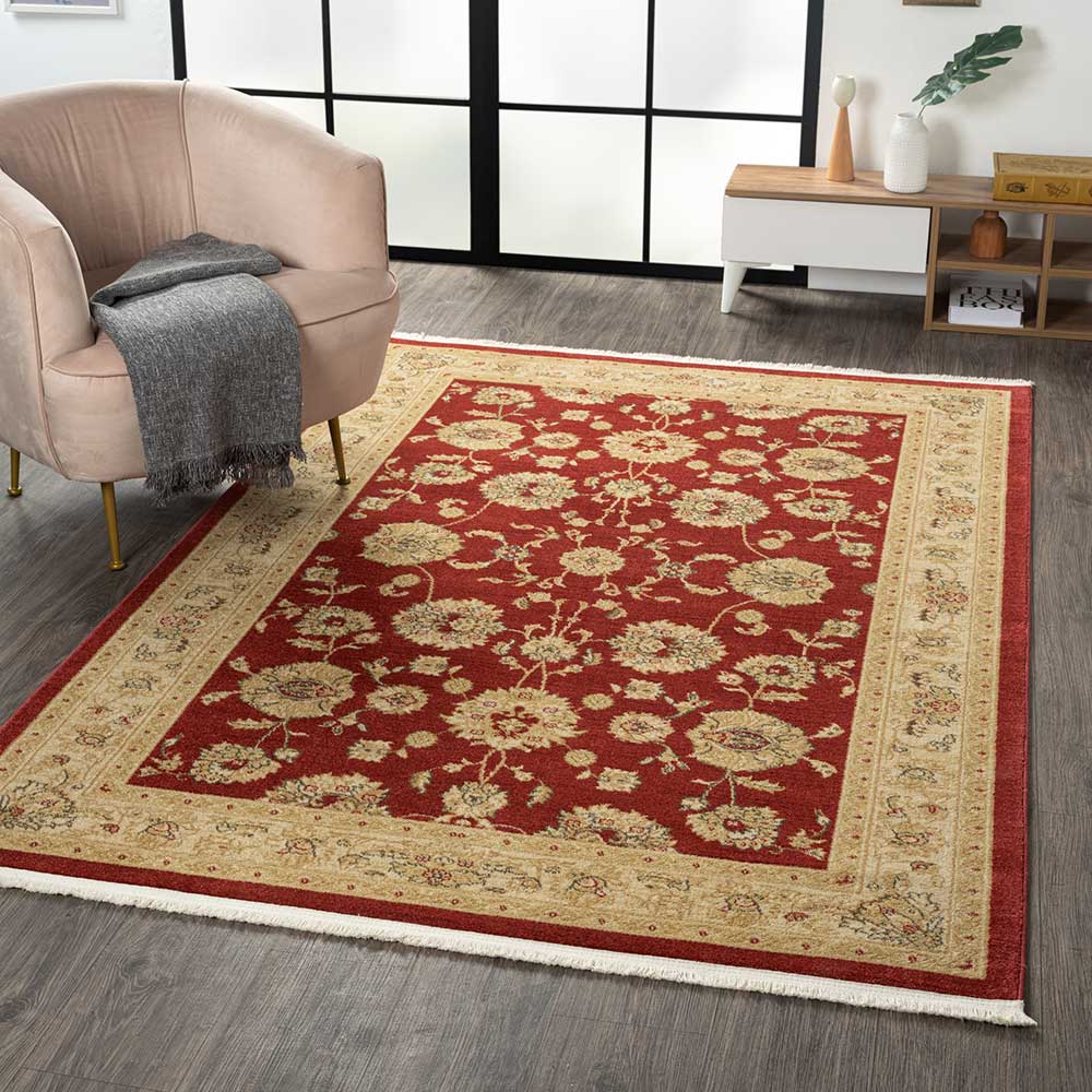 Orient Teppich in Dunkelrot und Beige - Malaya
