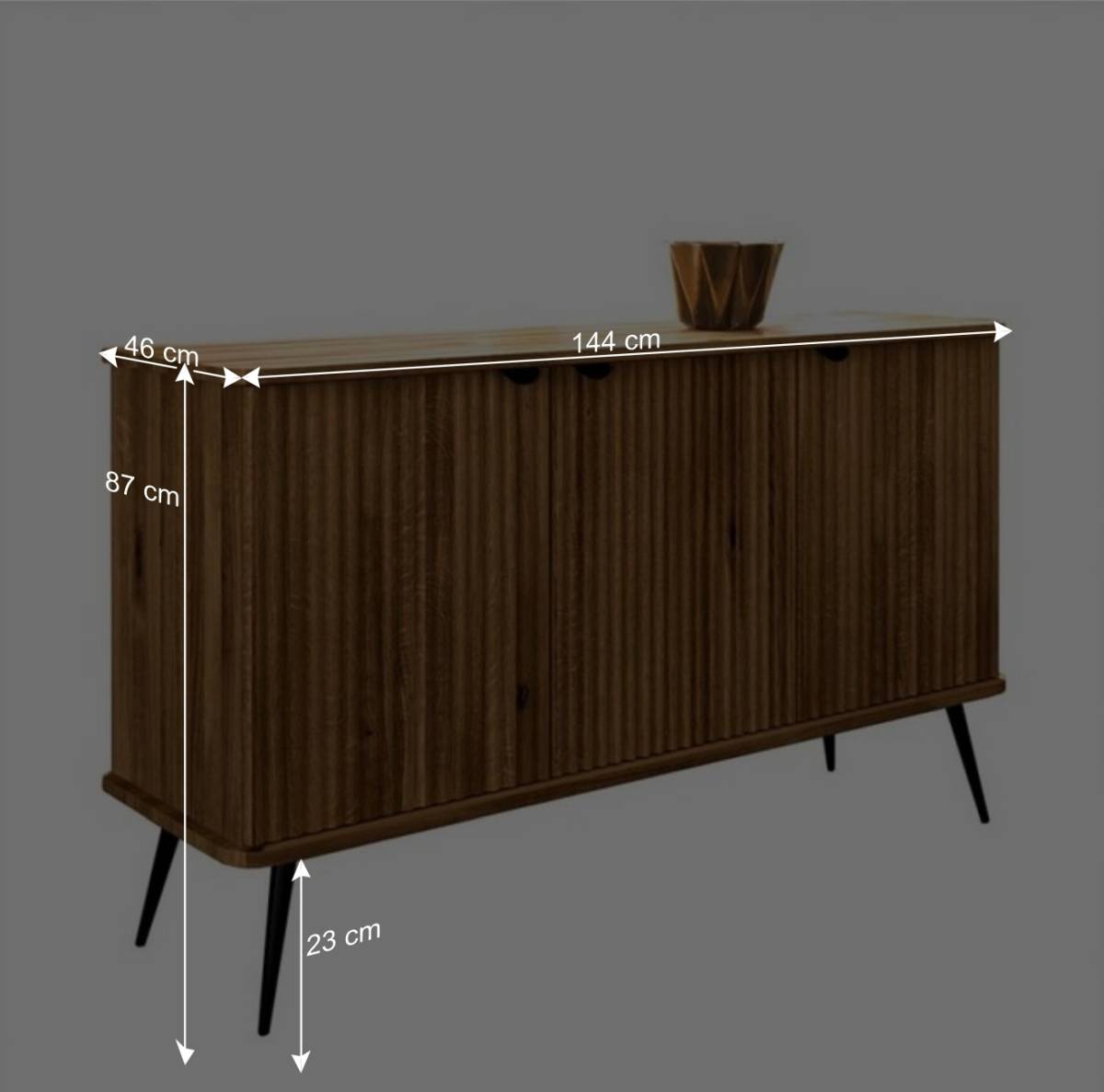 144x87x46 Wildeiche Anrichte mit Metallbeinen - Casarius