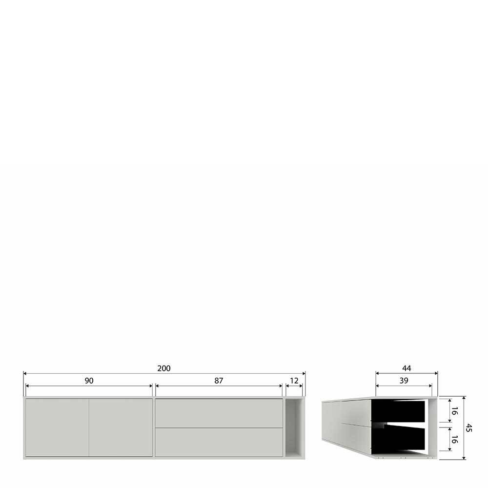 TV Lowboard in Hellgrau Kiefernholz - Prime