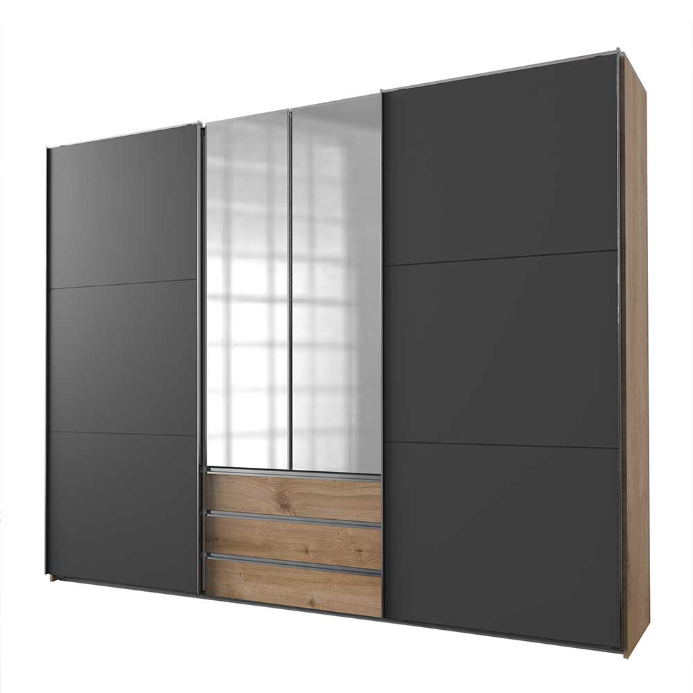 Kleiderschrank mit zwei Spiegeltüren & zwei Schwebetüren - Bafata