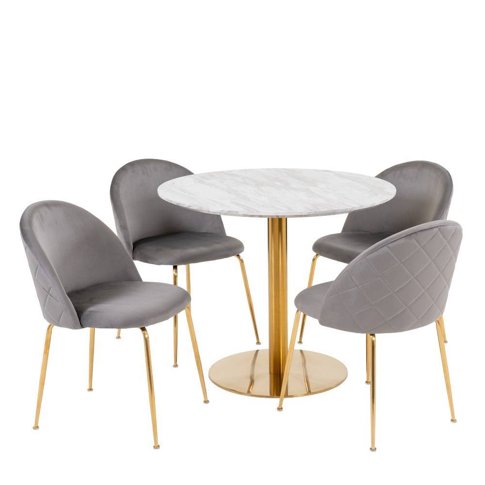 Runder Tisch & vier Stühle Set - Zimarena (fünfteilig)