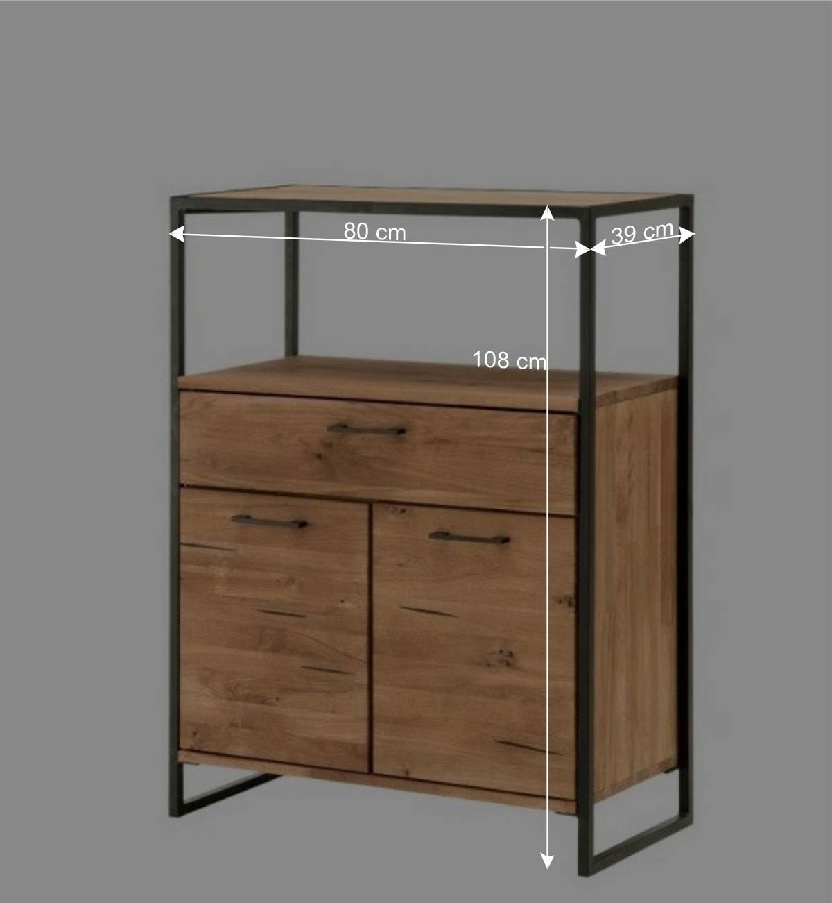 Industrial-Kommode aus Wildeiche Massivholz - Ingbo