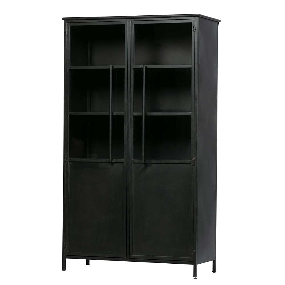 2-türige Metall Vitrine in Schwarz - Ponnya