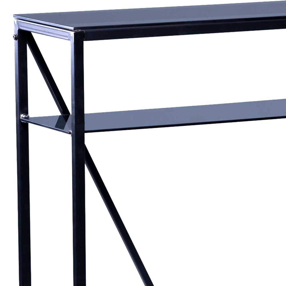 Schwarzer Konsolentisch aus Metall mit Glas - Lenns
