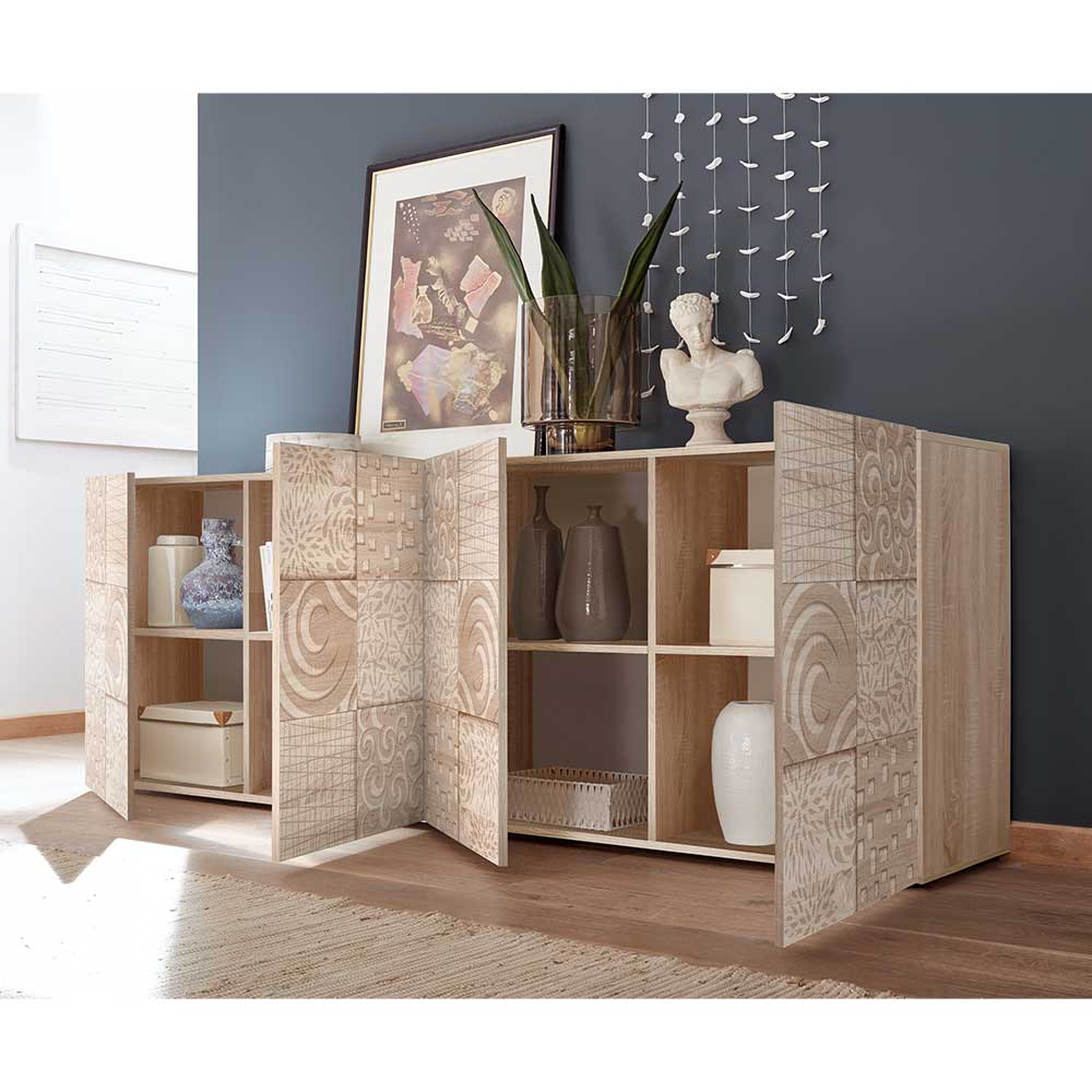 241 cm langes Sideboard in Eiche Sonoma Dekor - Bielvas