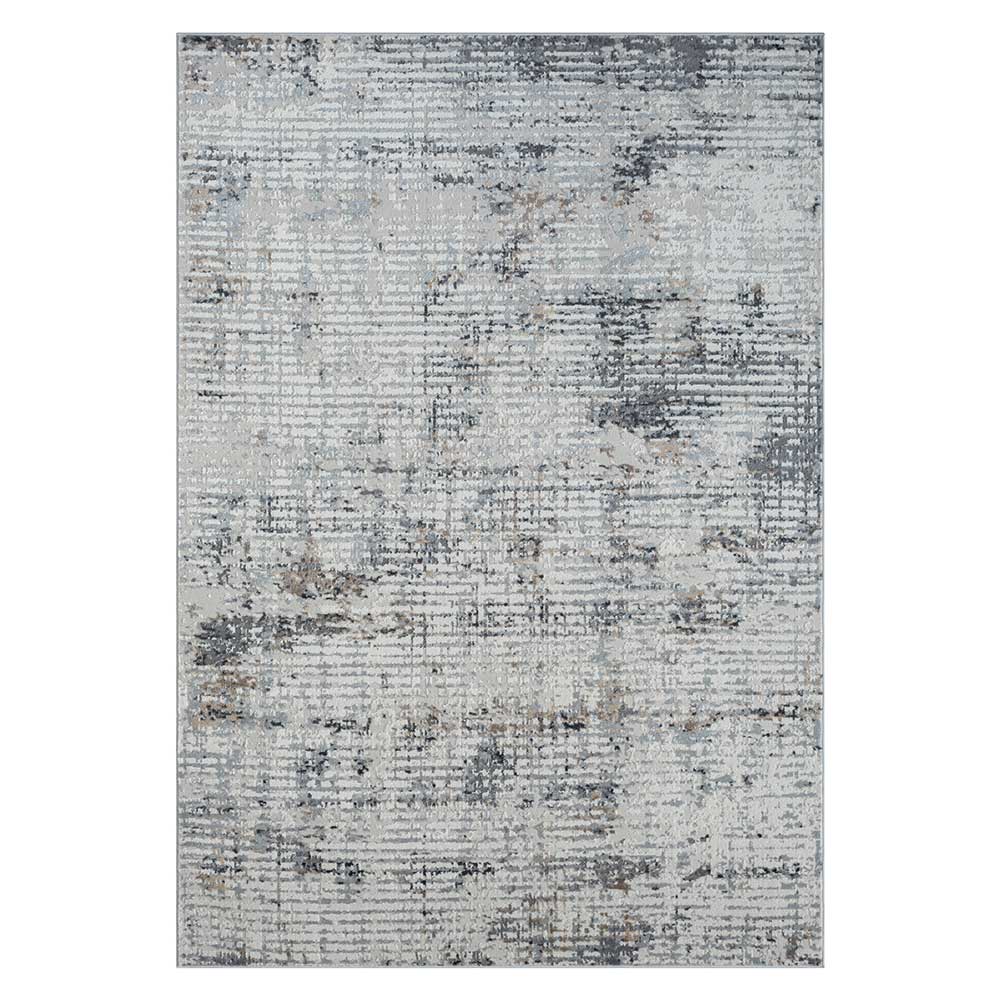 Kurzflor Teppich in Hellgrau & Creme - Savuta