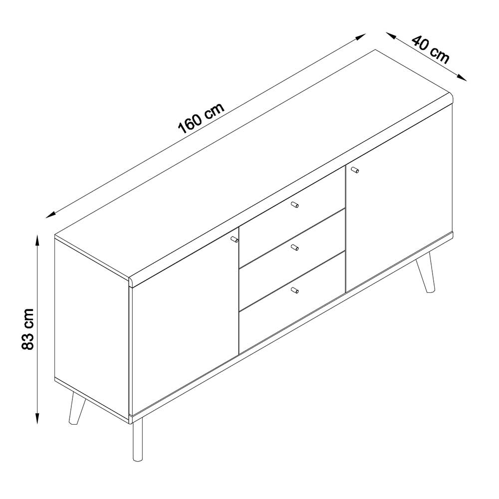 160x83x40 Scandi Anrichte zweifarbig - Cablos