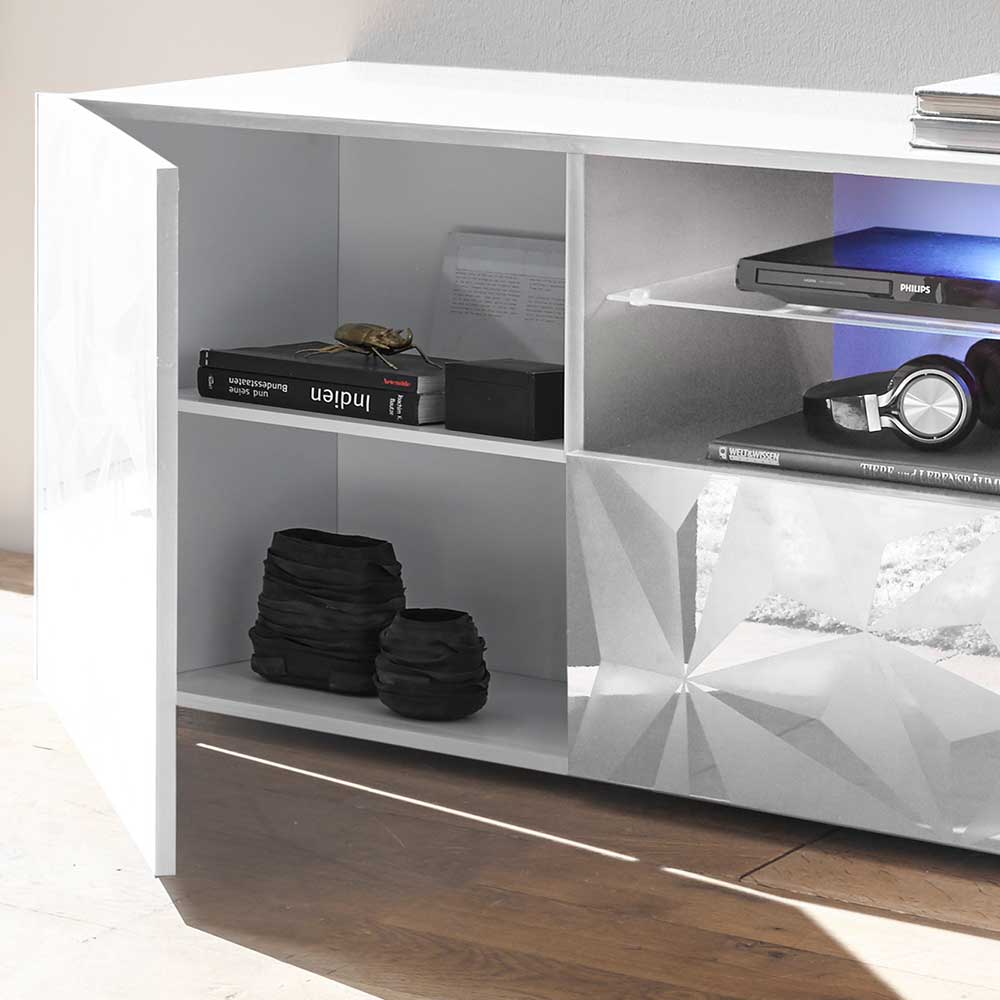 Hochglanz TV Board in Weiß mit Druck - Vovasoma