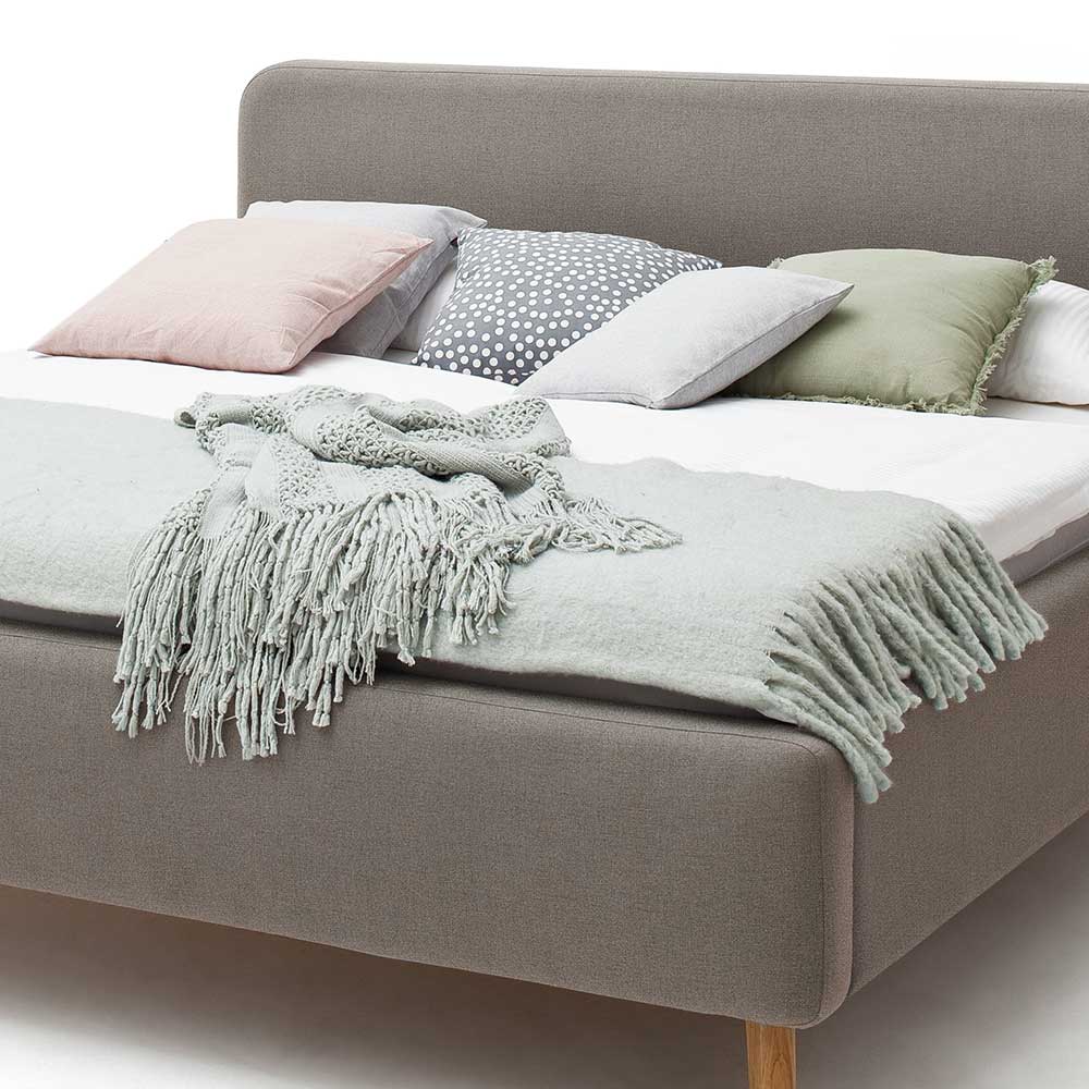 Modernes Stoff Doppelbett in Taupe - Vivien