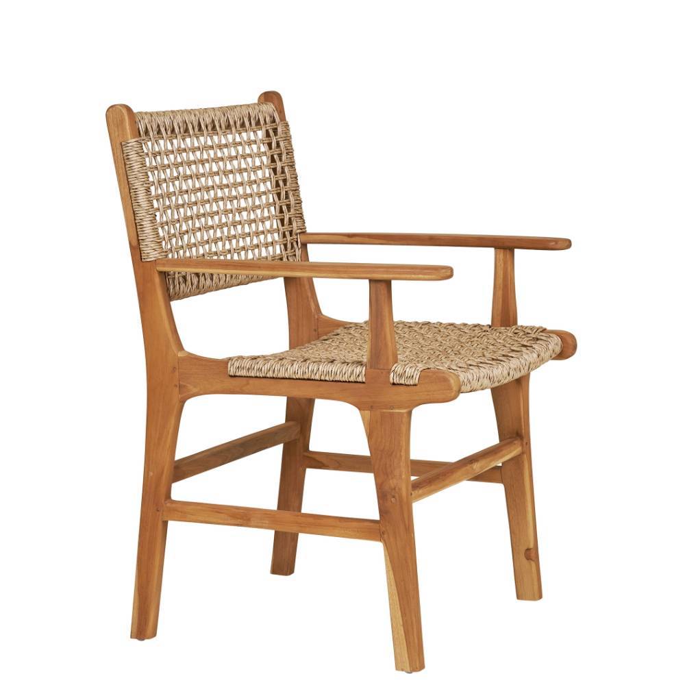 Teak Armlehnenstuhl mit Kordelgeflecht - Merlan (2er Set)