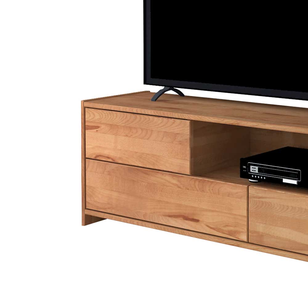 Kernbuche Massivholz TV Kommode mit zwei Schubladen und offenem Fach – Salomonia