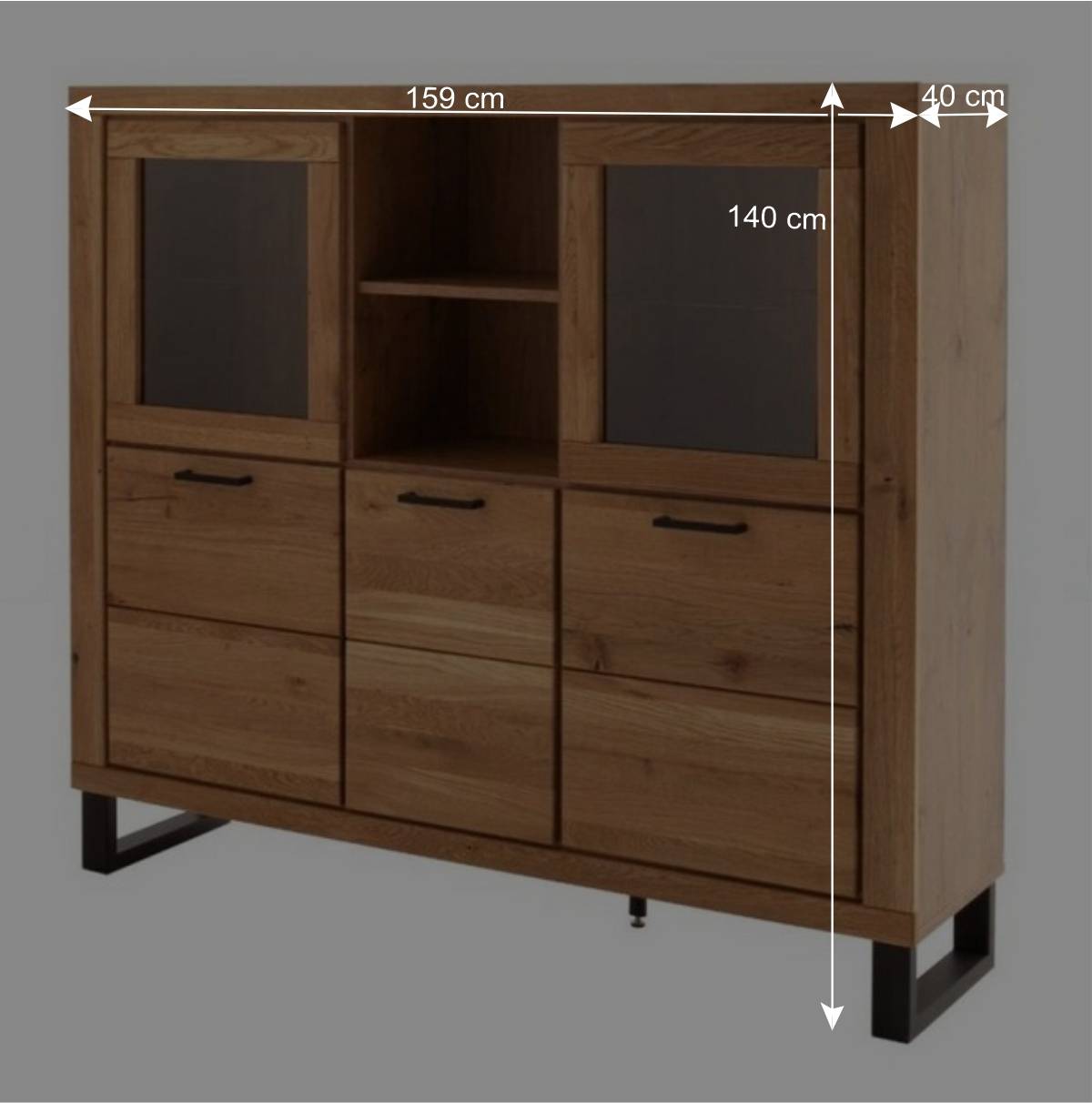 Highboard Vitrine in Wildeiche - Scarlett