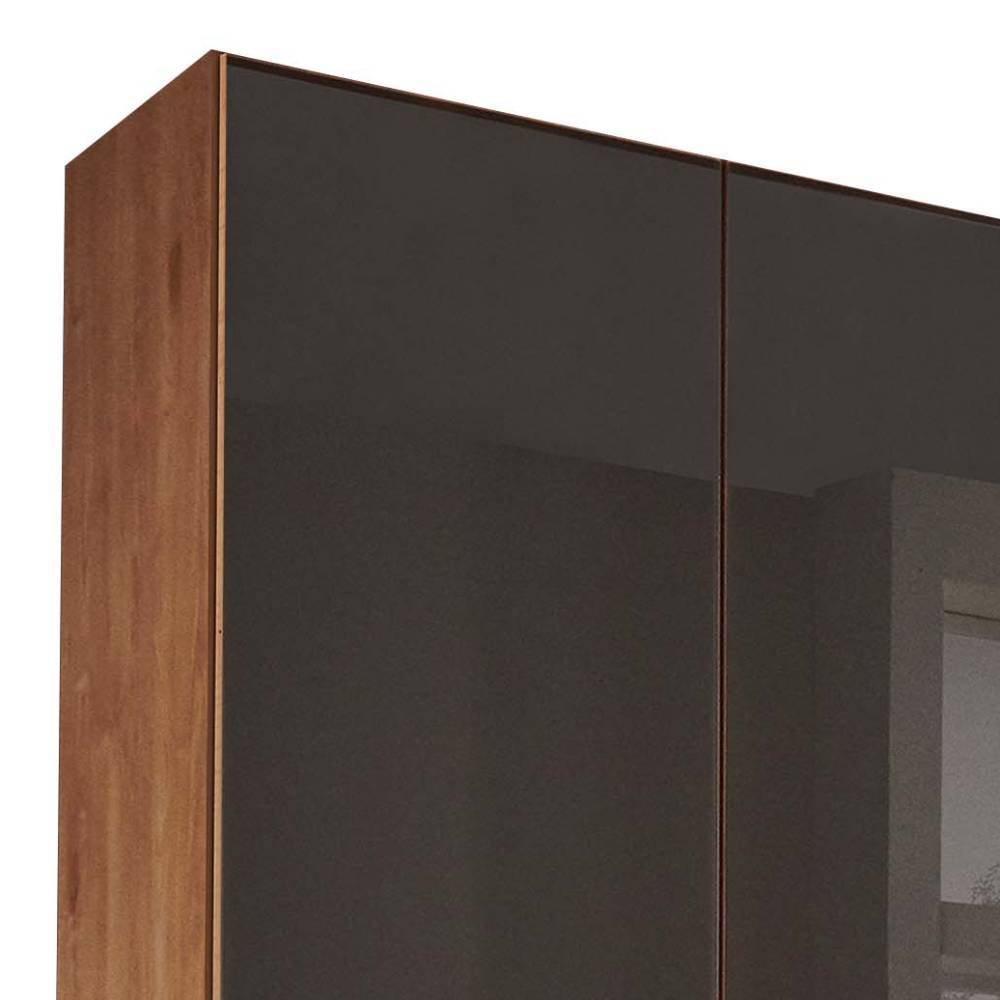 Glasfront-Schlafzimmerschrank in Dunkelbraun - Hung