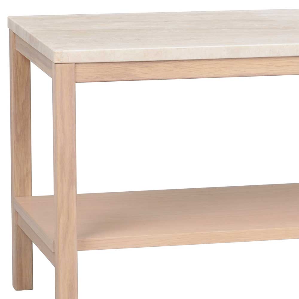 Offenes Lowboard Regal mit Travertin Deckplatte - Kentos