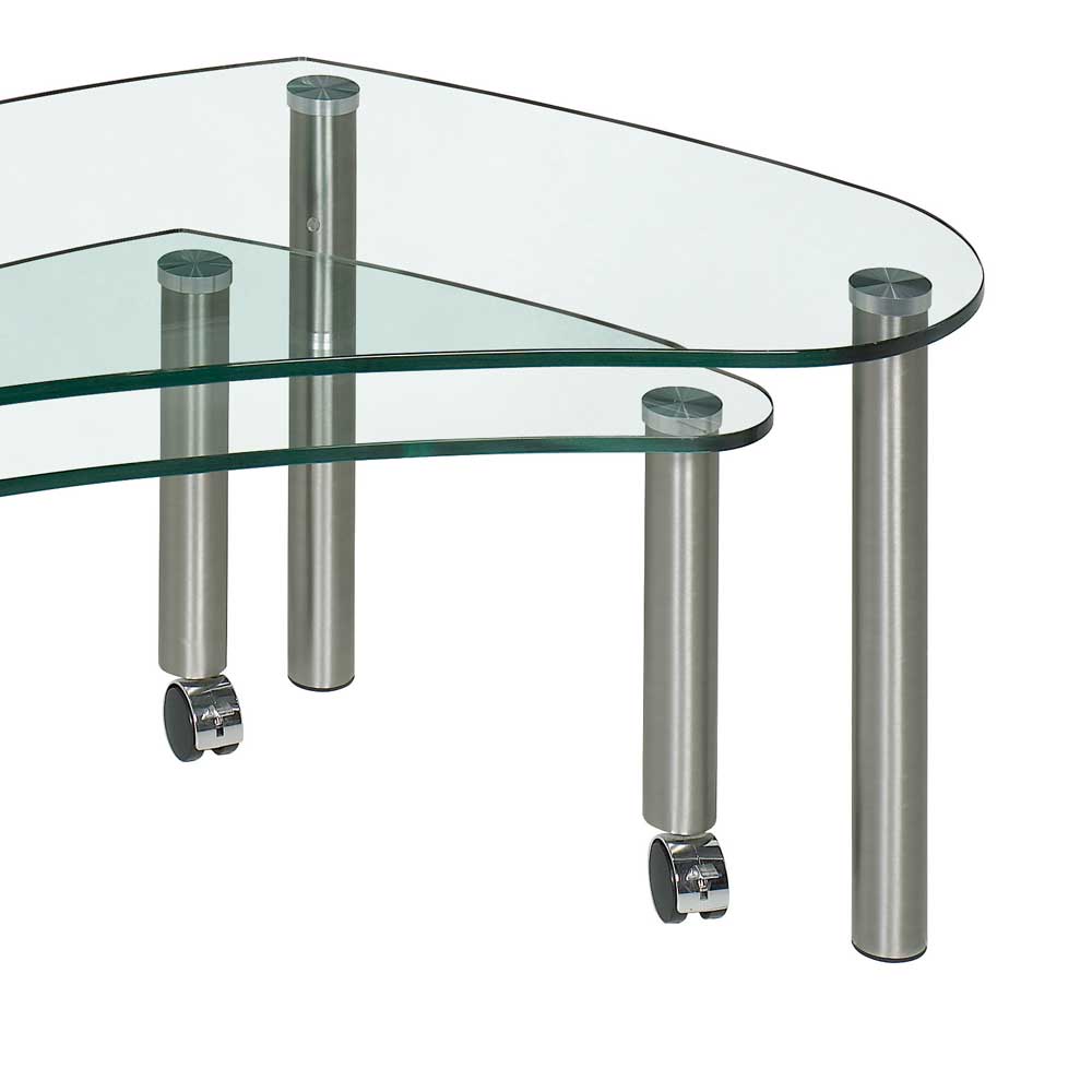 Rollen Couchtisch Rabea mit Glasplatten