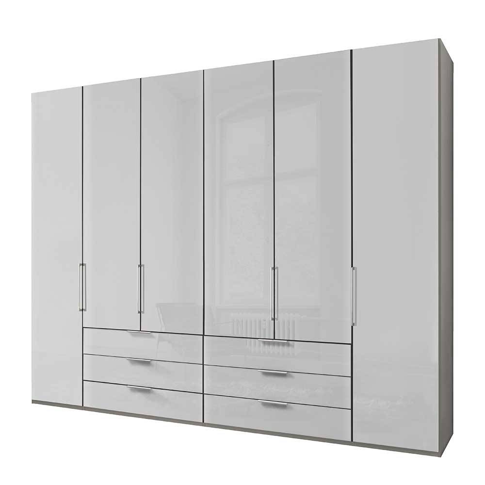 3m 4-türiger Kleiderschrank in Weiß Glasfront - Cara
