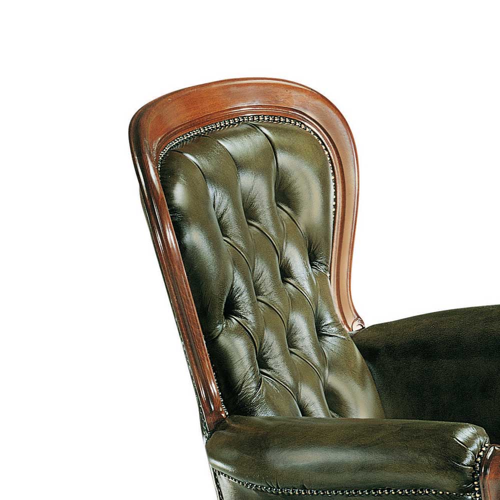 Chesterfield Armlehnstuhl Magari in Kunstleder Grün