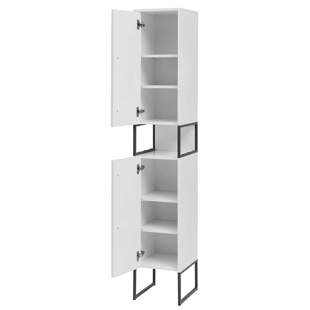 Moderner Badhochschrank in Weiß & Anthrazit - Ismilav