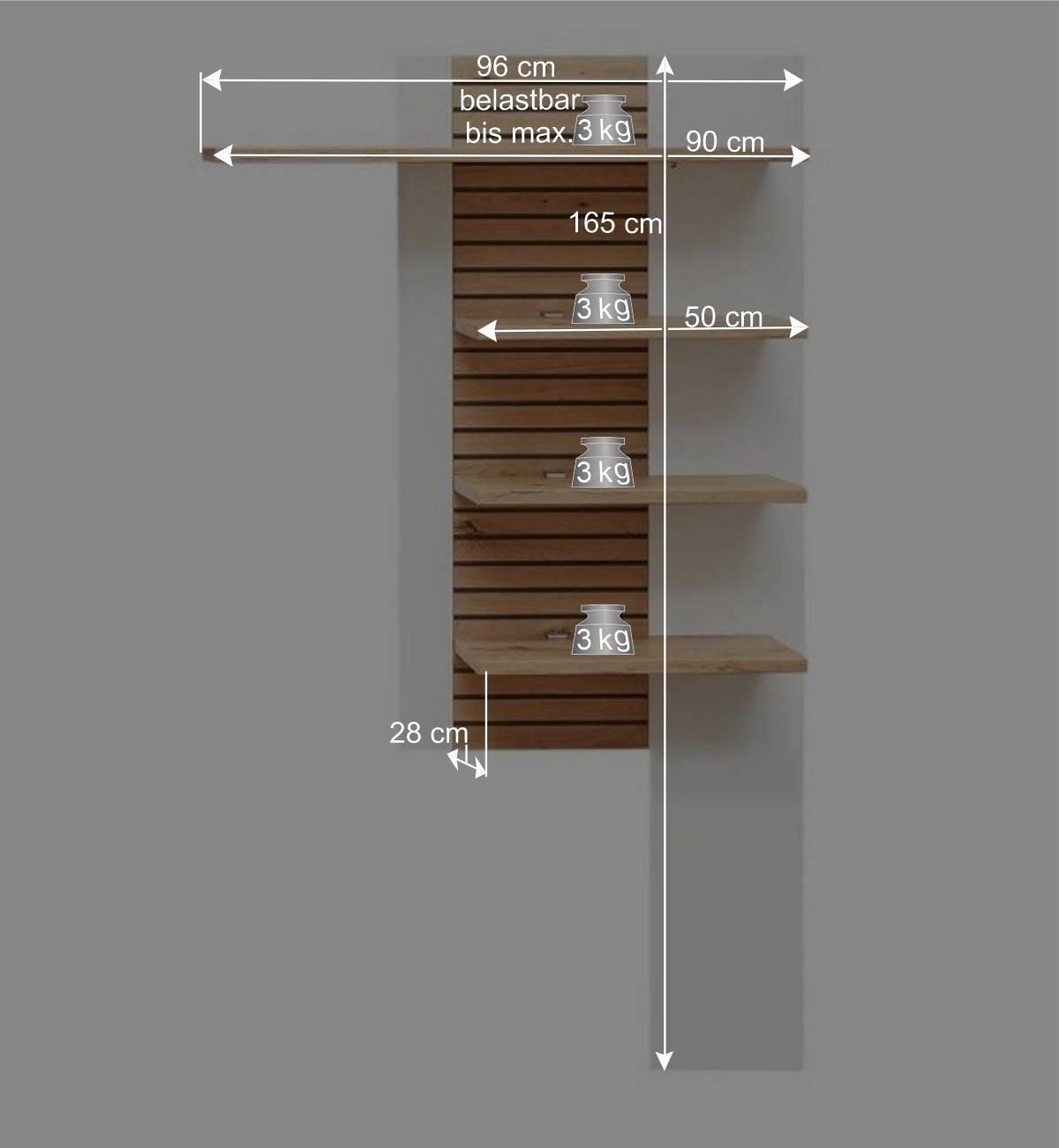 Wohnzimmer Anbauwand in Weiß mit Wildeiche - Niam (dreiteilig)