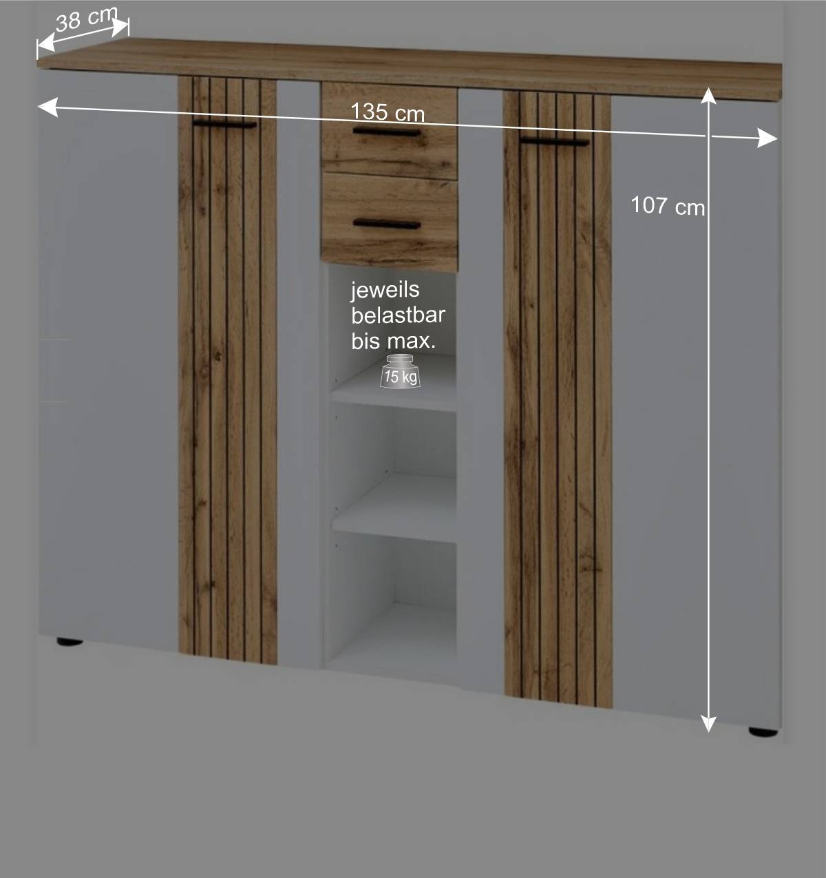 Dielenmöbel Set modern - Lavine (dreiteilig)