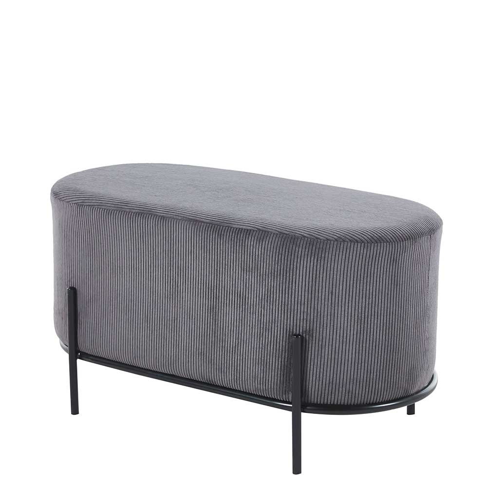 Ovale Polsterbank in Grau Cord - Carlisona