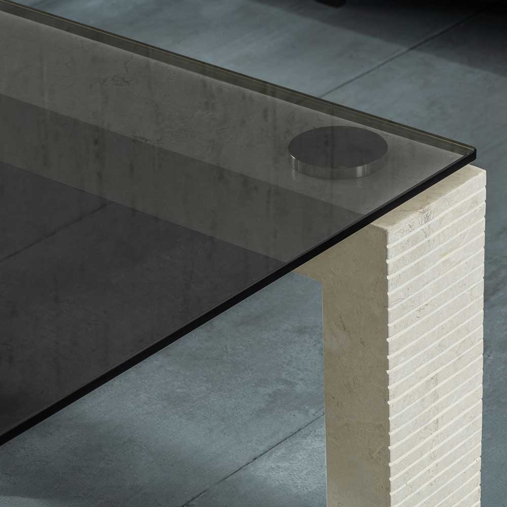 120x70 Rauchglas Wohnzimmertisch 40 cm hoch - Lacian