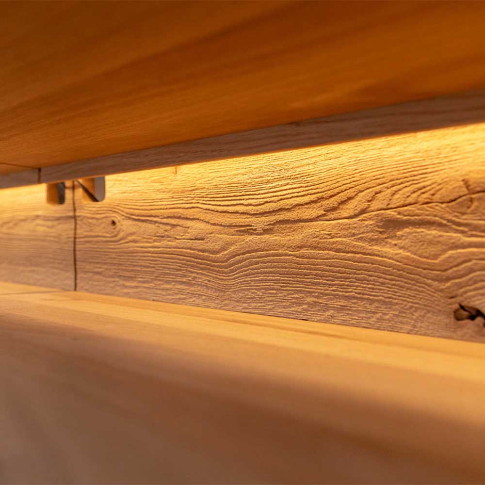 TV Lowboard mit LED aus Eiche Massivholz - Eribella