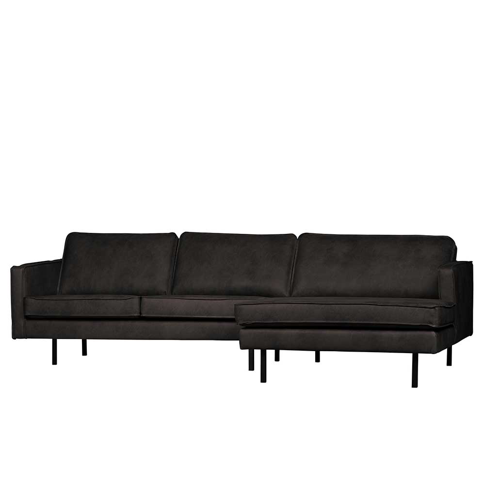 300x85x155 Retro Eckcouch in Schwarz - Avonita