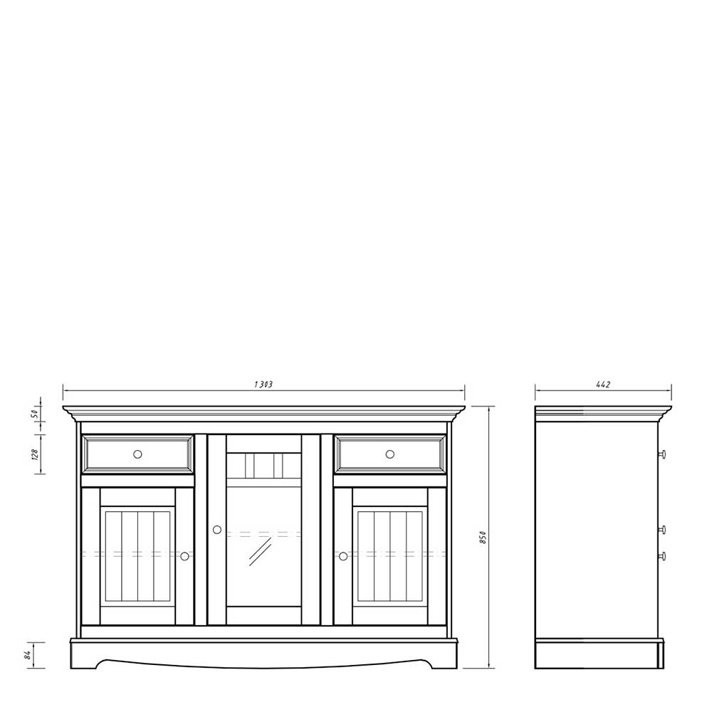 130x85x45 Landhaus Kommode modern - Indico I