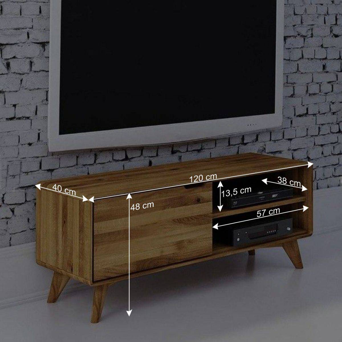 120x48x40 cm Wildeiche TV Element mit Tür - Eavy