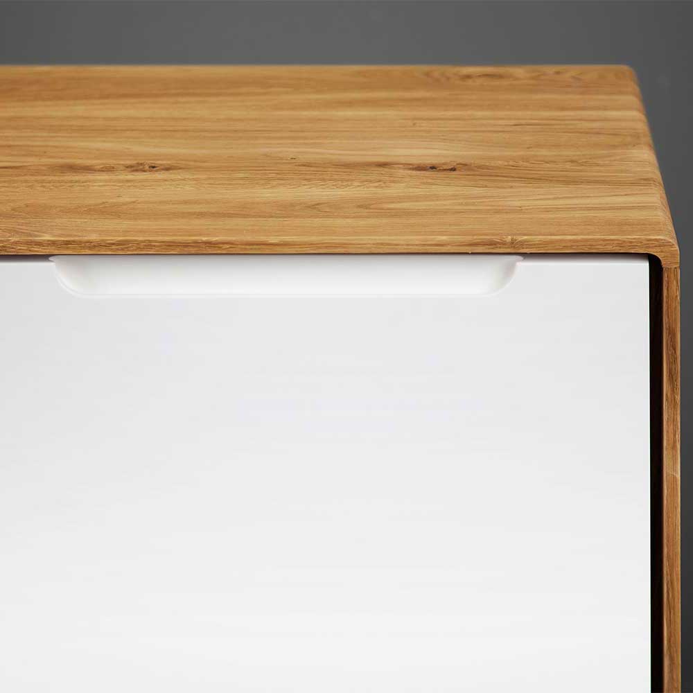 220 cm langes TV Lowboard in Wildeiche mit Weiß - Diesta I
