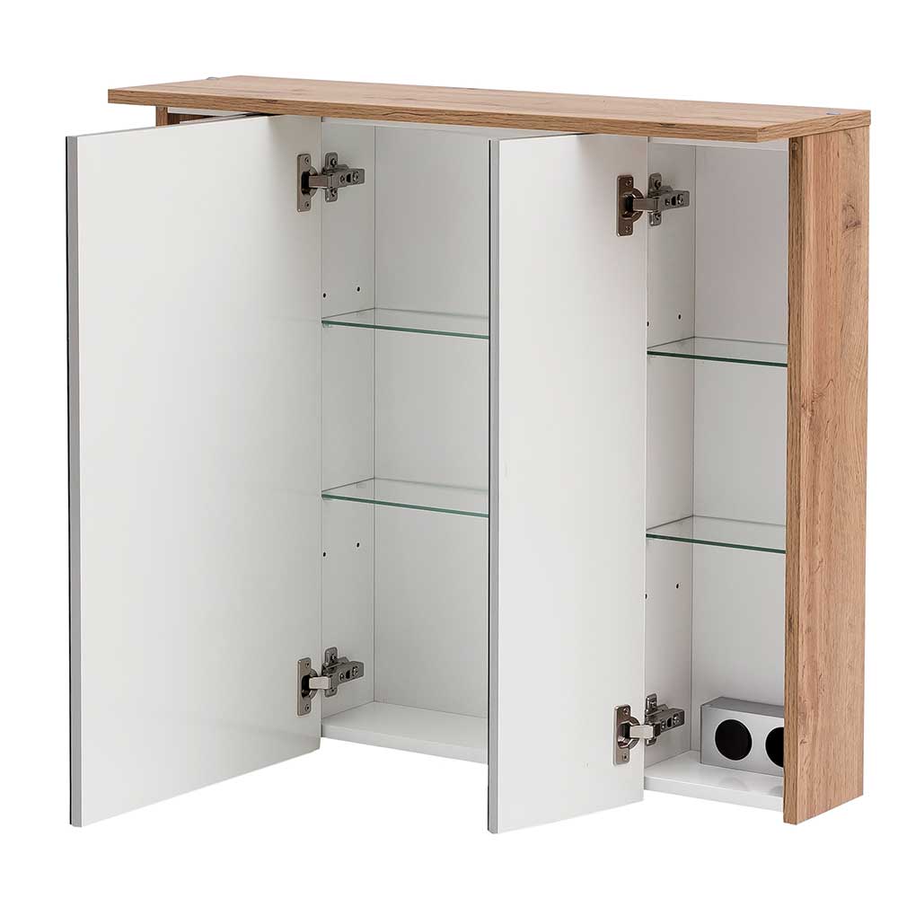 Badschrank mit Spiegeltüren in Wildeiche Optik - Jessmi