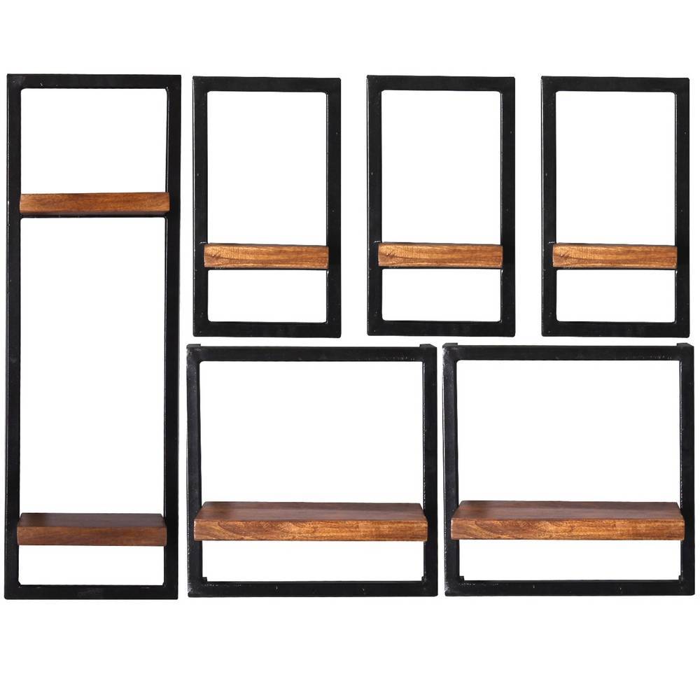 Industrial Wandregal Kombi Set - Flinu (sechsteilig)