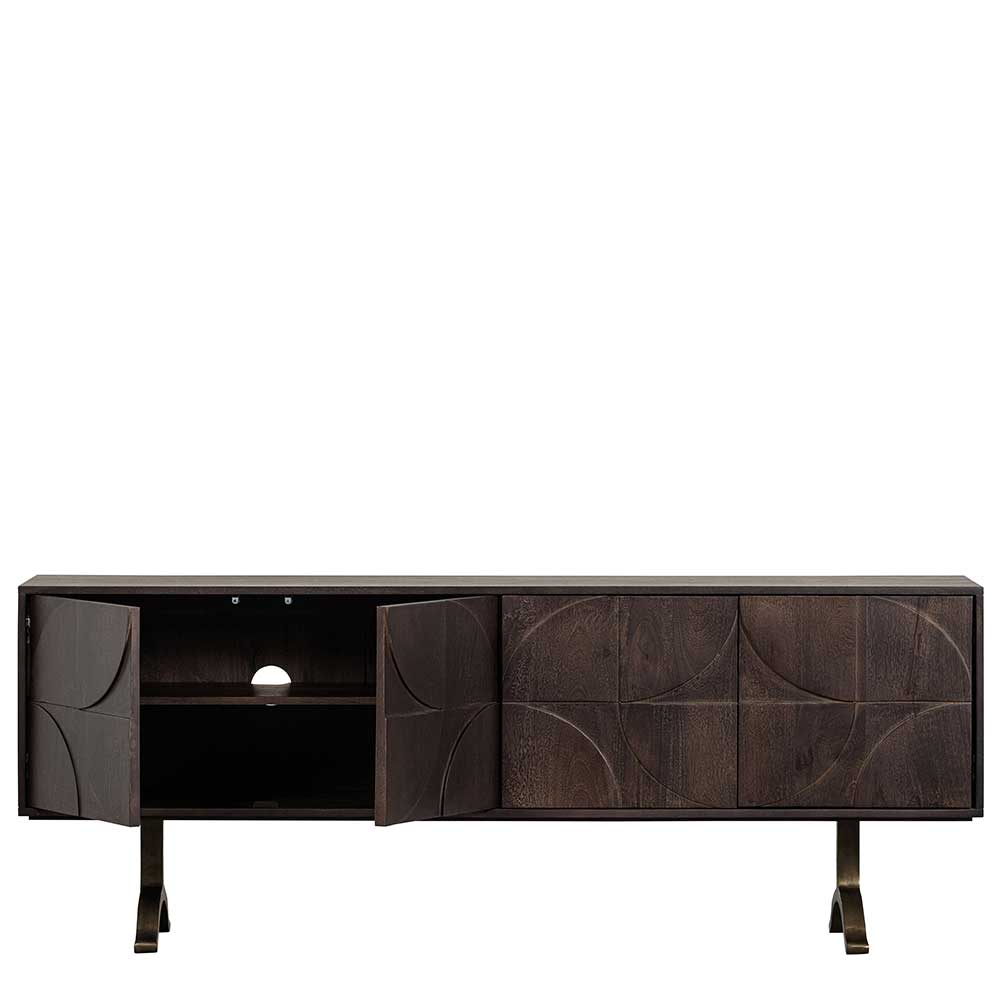 Offenes Design Sideboard in Nussbaum mit Regalböden und Kabelführung für Medien – Pisino
