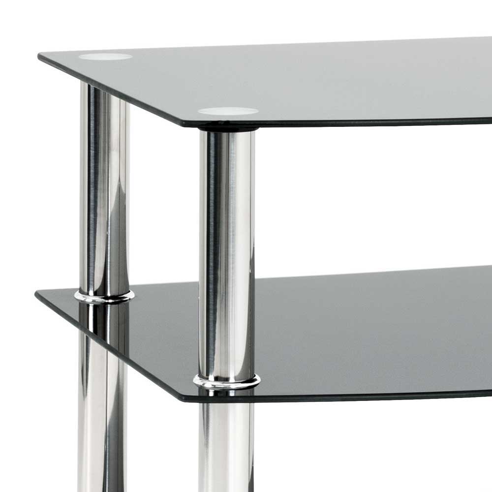 Beistelltisch mit Glas Schwarz Dragomera & Edelstahl