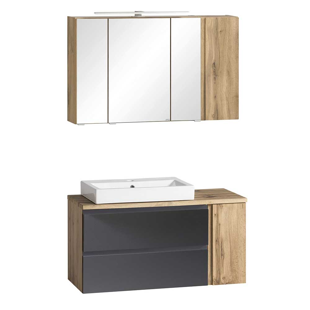 Waschtisch & Oberschrank mit Spiegeln - Jambi (zweiteilig)