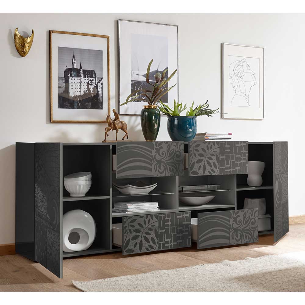 241x84x42 Hochglänzendes Sideboard in Grau - Ipatal